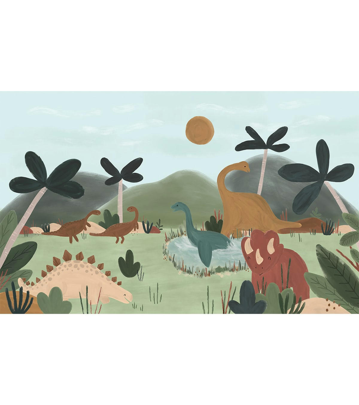 SUNNY - Papier peint panoramique dinosaures, multicolore 4 m x 2,48 cm