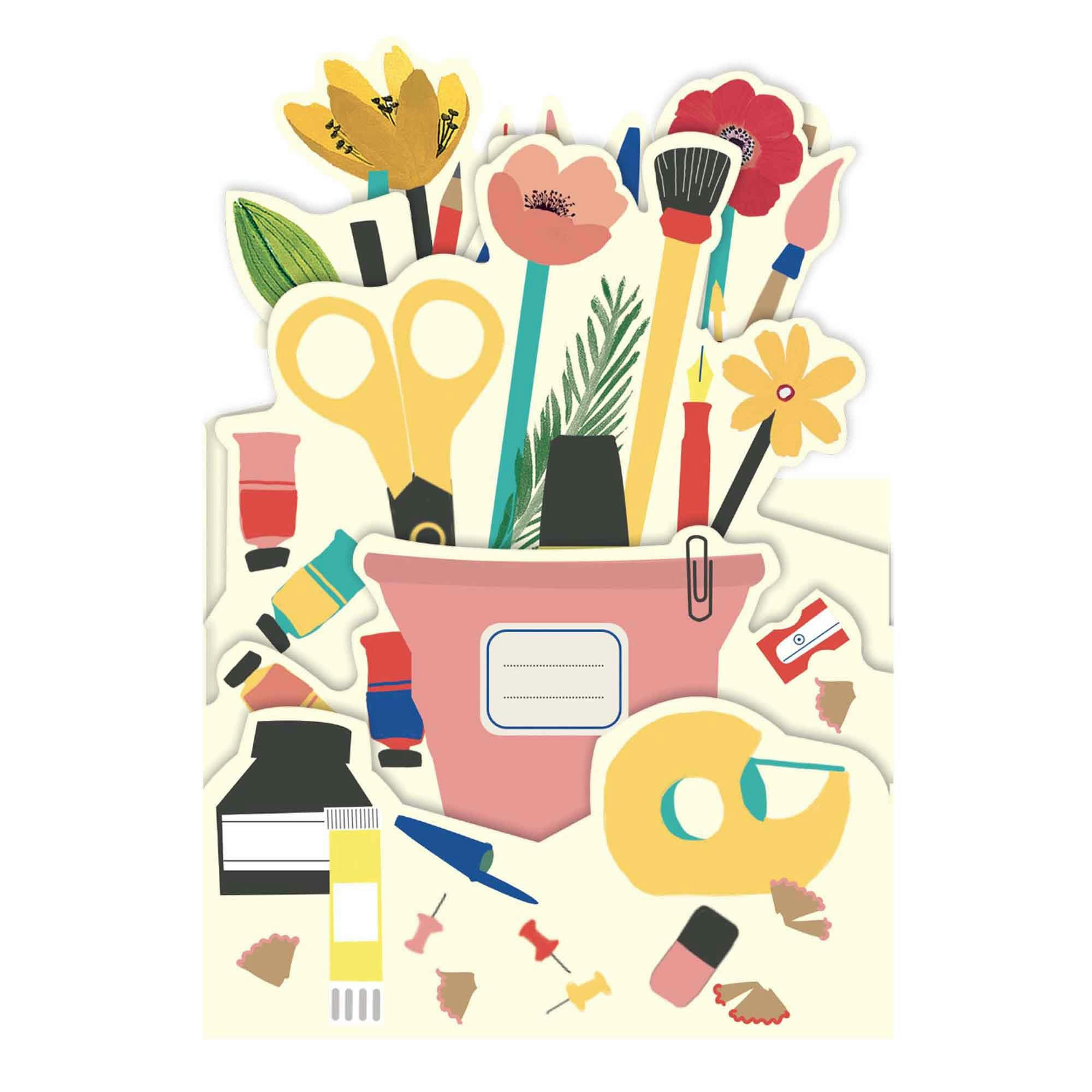 - Carte pop-up 3d pot à crayons