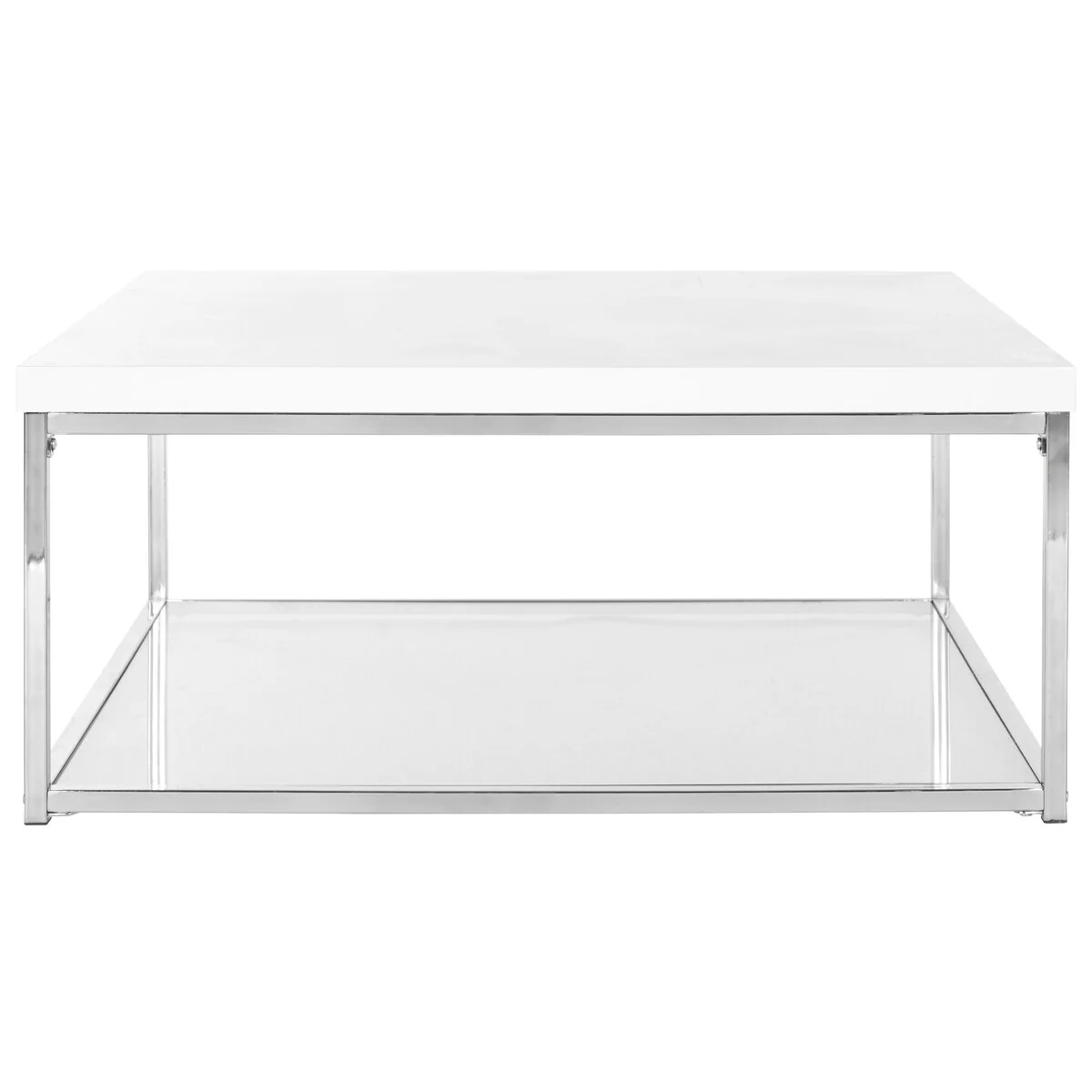 SAFAVIEH Bettylou White/Chrome High Gloss Coffee Table - 35.4 W x 35.4 D x 15.7 H - 35Wx35Dx16H