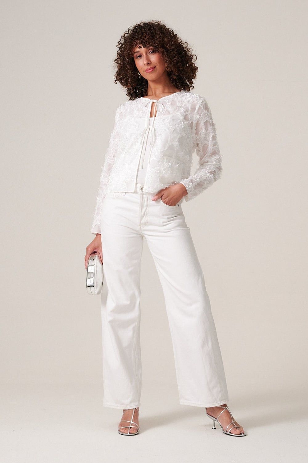 Klass. Feathered Design Tie Front Cover Up