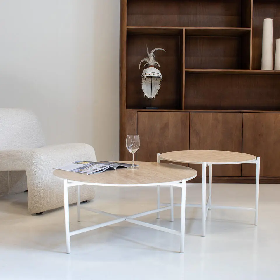 Salontafel Wit Metaal - Sintered Stone - Set van 2 - Abano