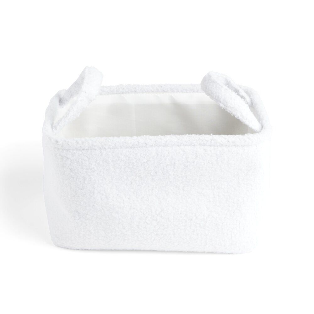 Panière laine bouclée blanche 32x22xH18cm