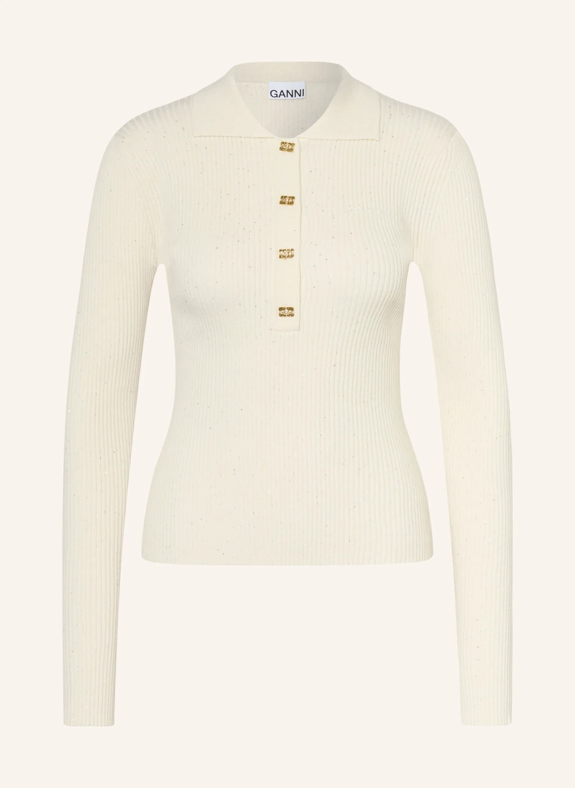 GANNI Strick-Poloshirt mit Pailletten