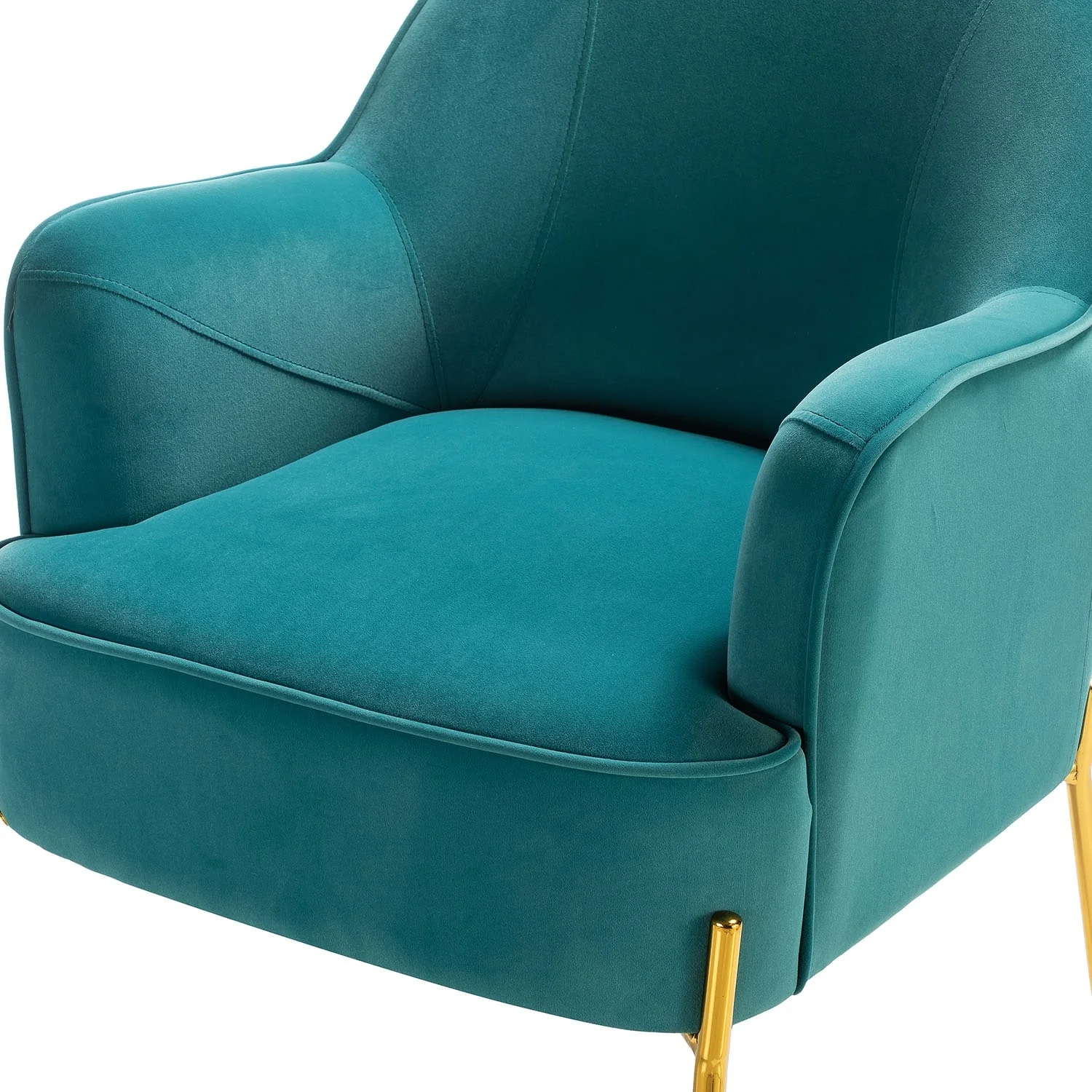 Marina Modern Velvet Accent Chair with Golden Legs Set of 2 by HULALA HOME