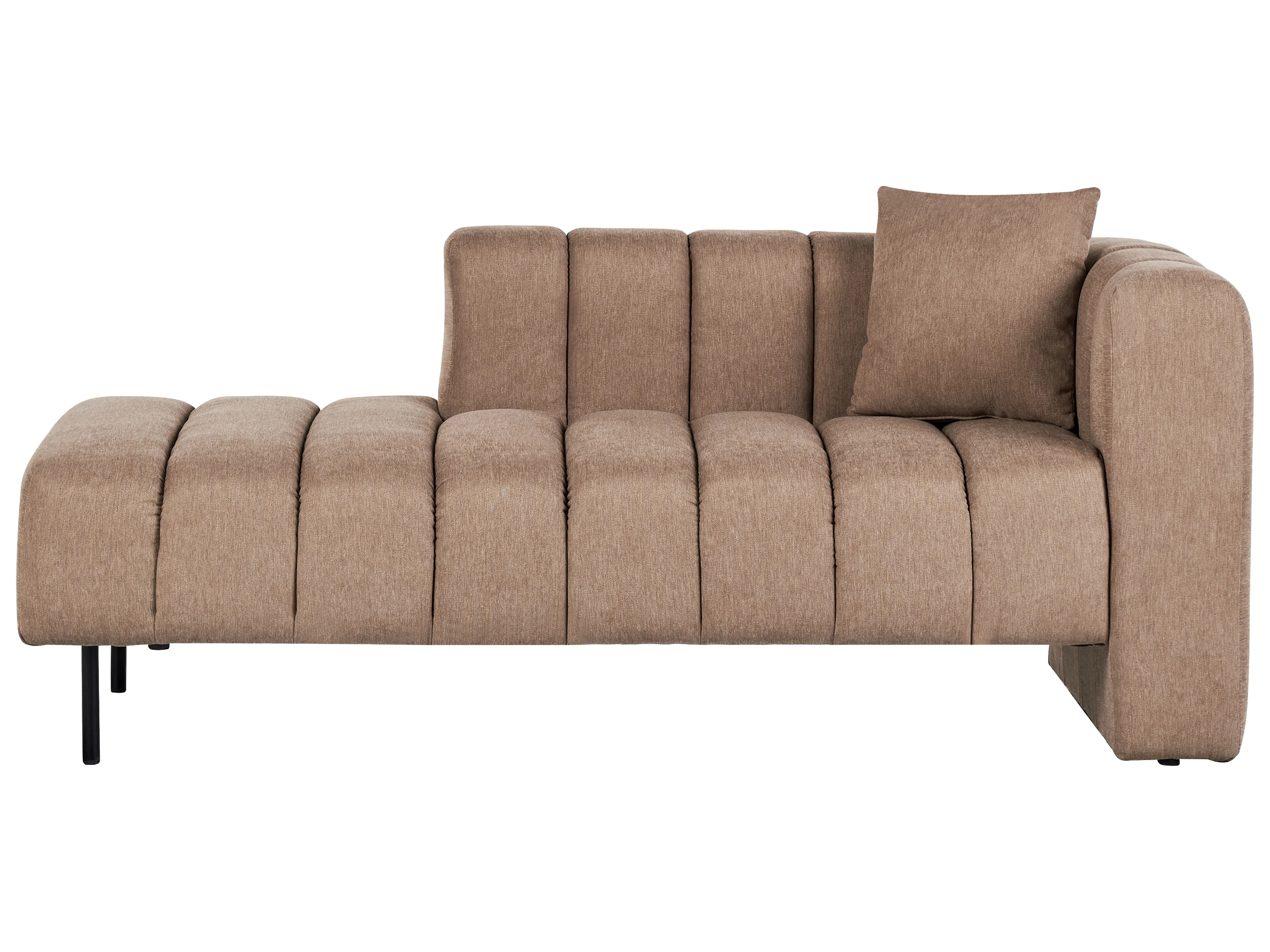 Left-Hand Chaise Longue LANNILS Fabric Light Brown