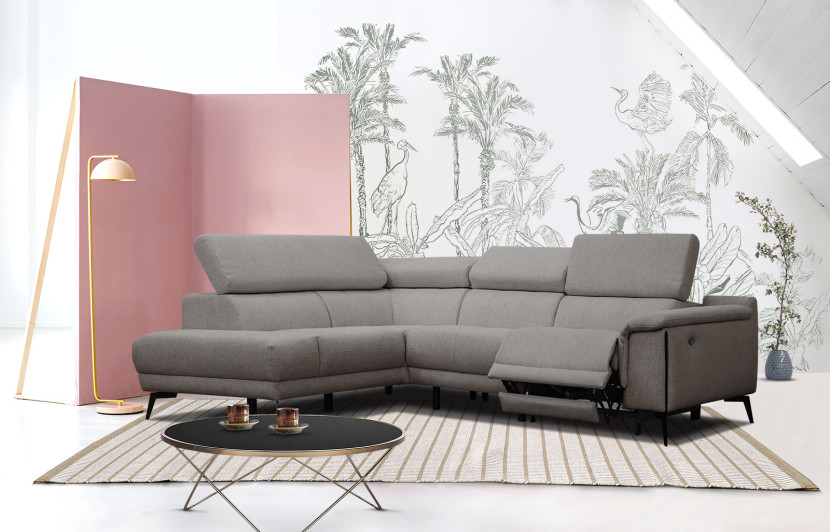 Sofa narożna 4 osobowa MATERA brązowa, 1 funkcja relaks