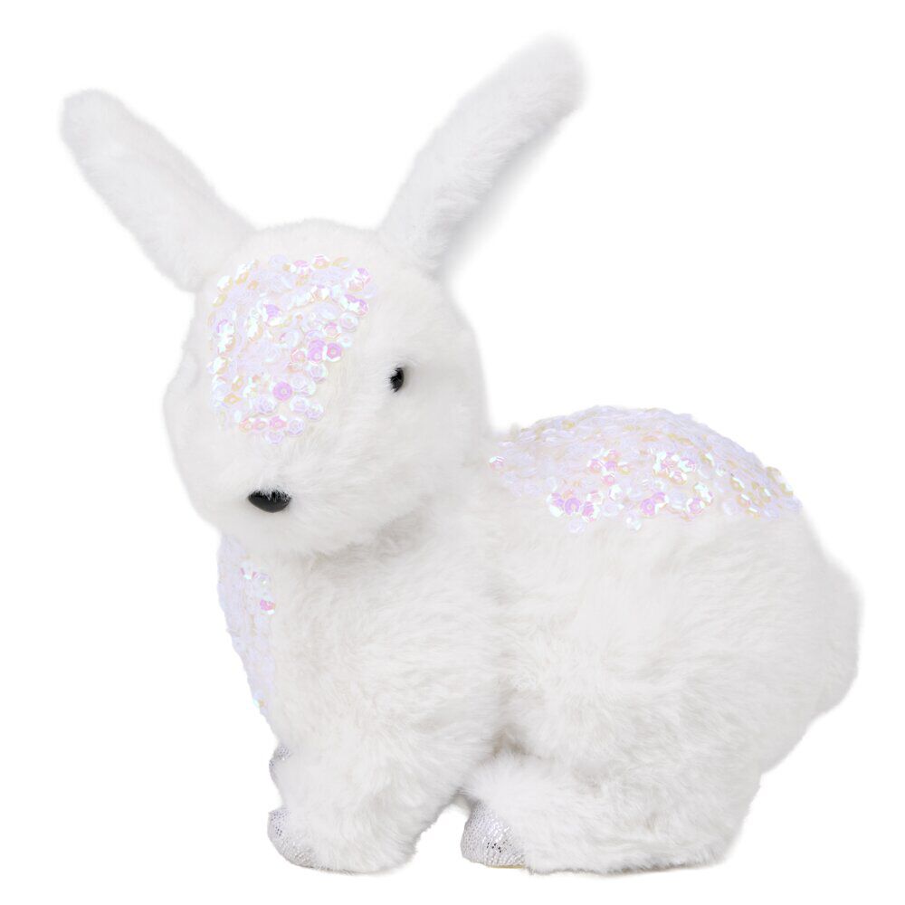 Animal de No&euml;l blanc brillant à poser H20cm (2 modèles)
