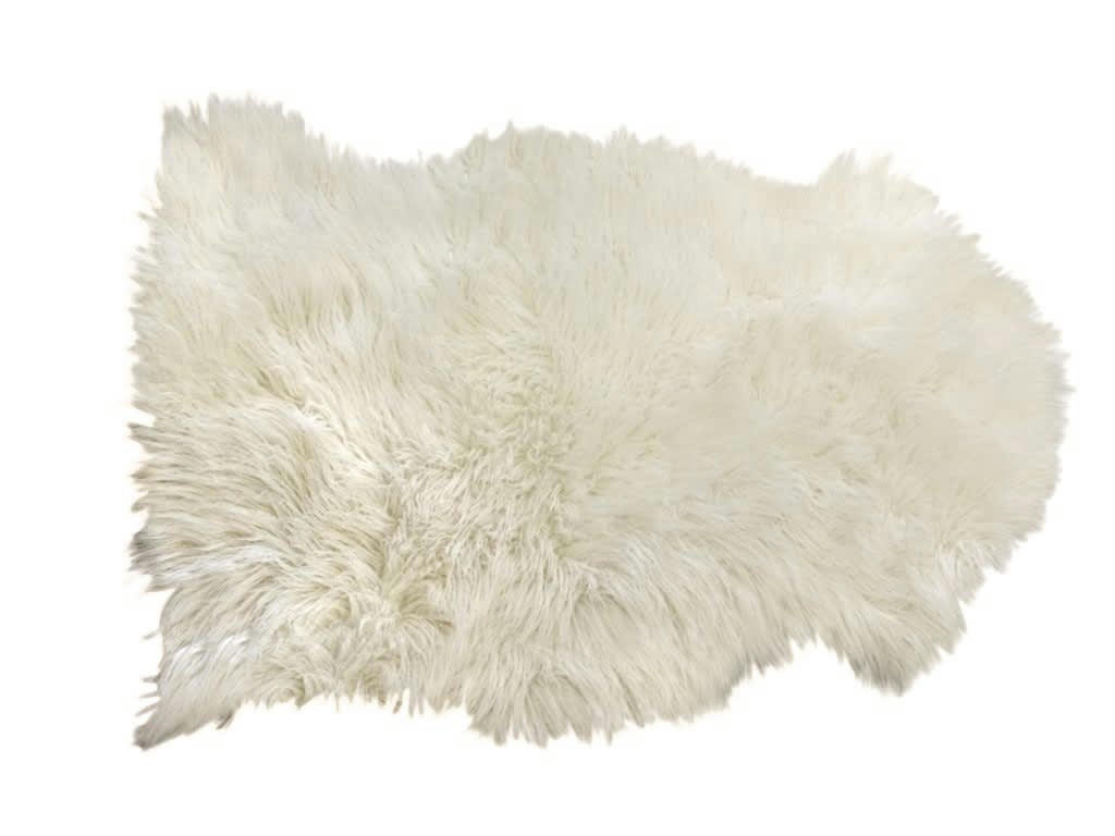 - Jeté en fausse fourrure ivoire