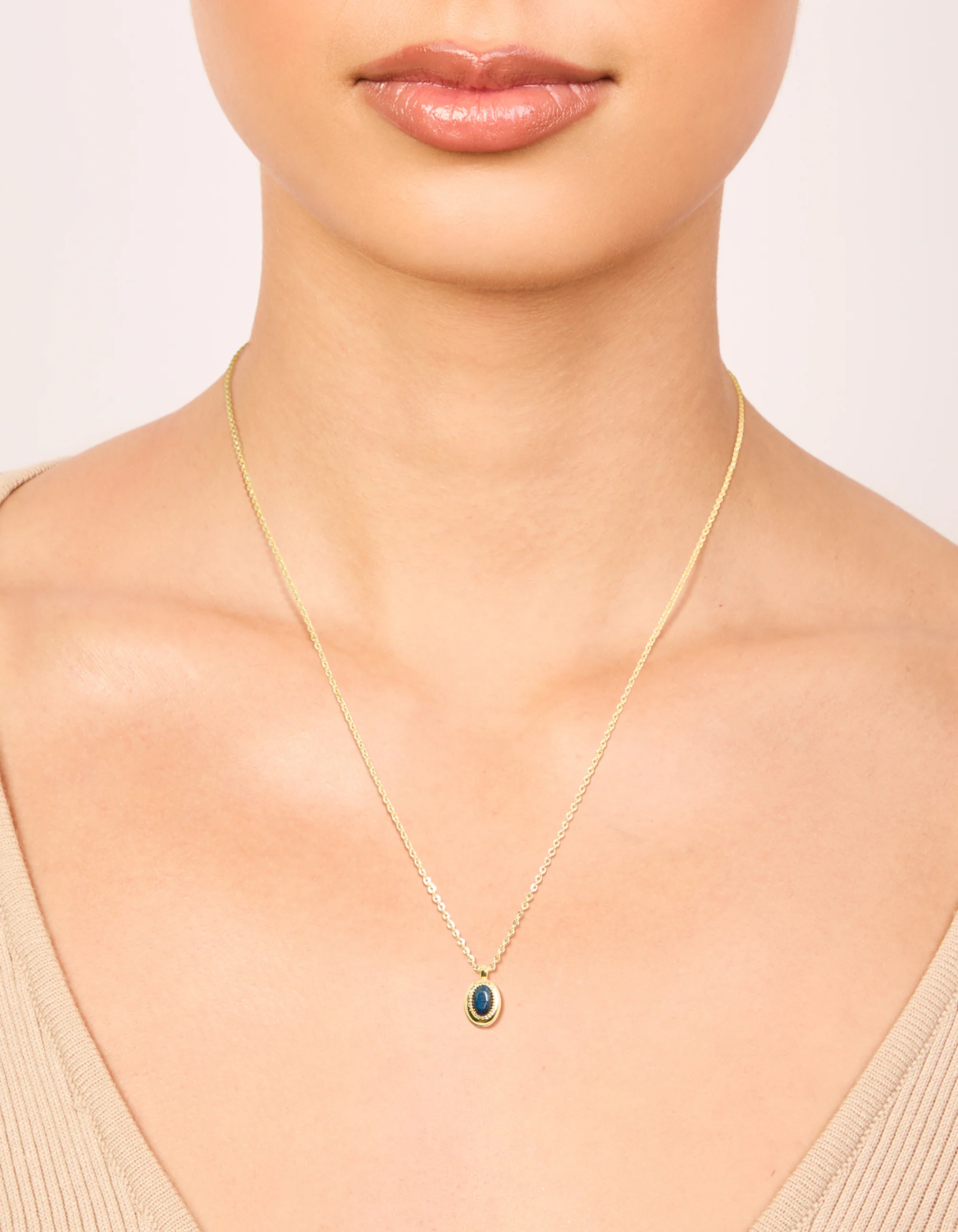 Gold Plated Brass Sapphire Cubic Zirconia September Birthstone Necklace