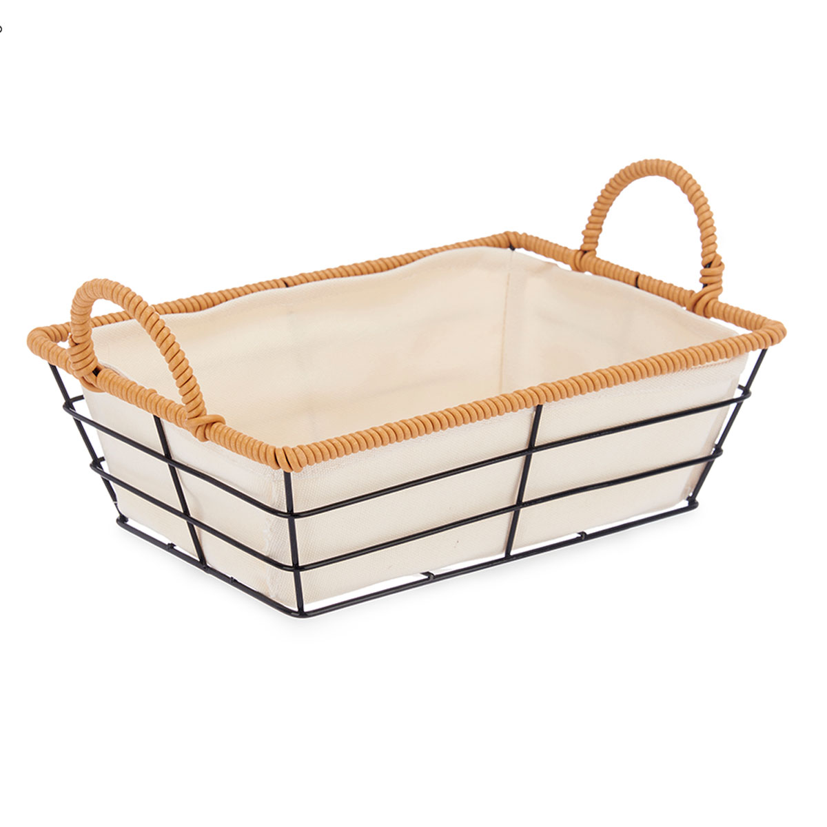 Cesto De Pão Retangular Em Metal Com Asas