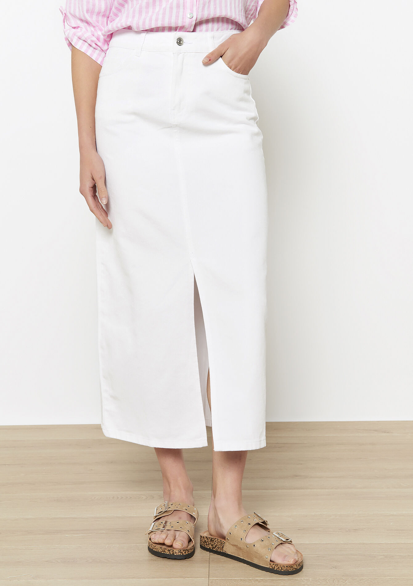 Midi spijkerrok met split