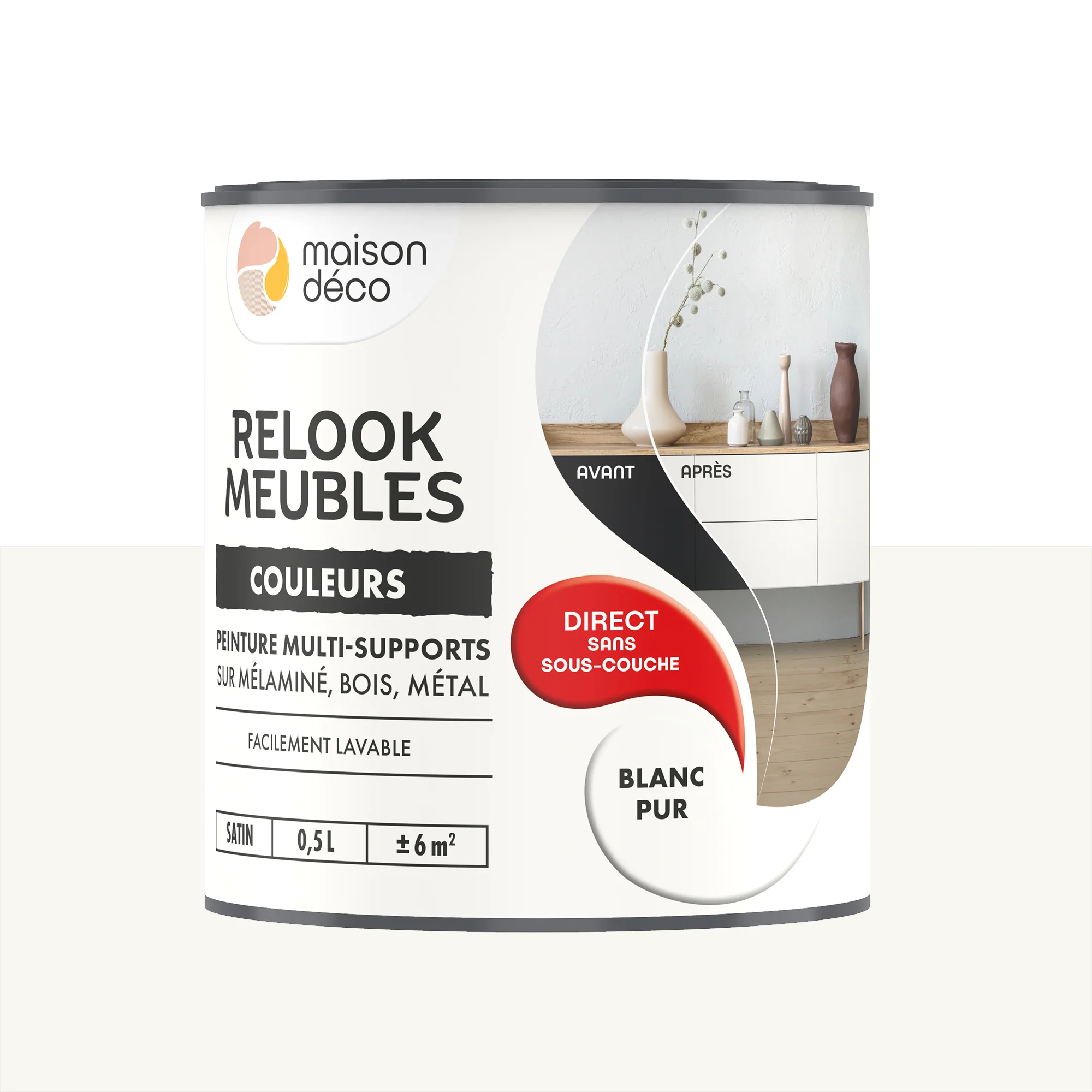 Relook meubles couleurs Peinture RELOOK MEUBLES Peinture blanc Satiné 0,5 L