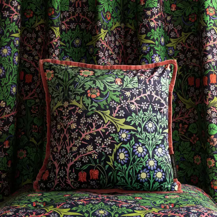 Habitat x Morris & Co. Blackthorn Cushion - Green - 43x43cm