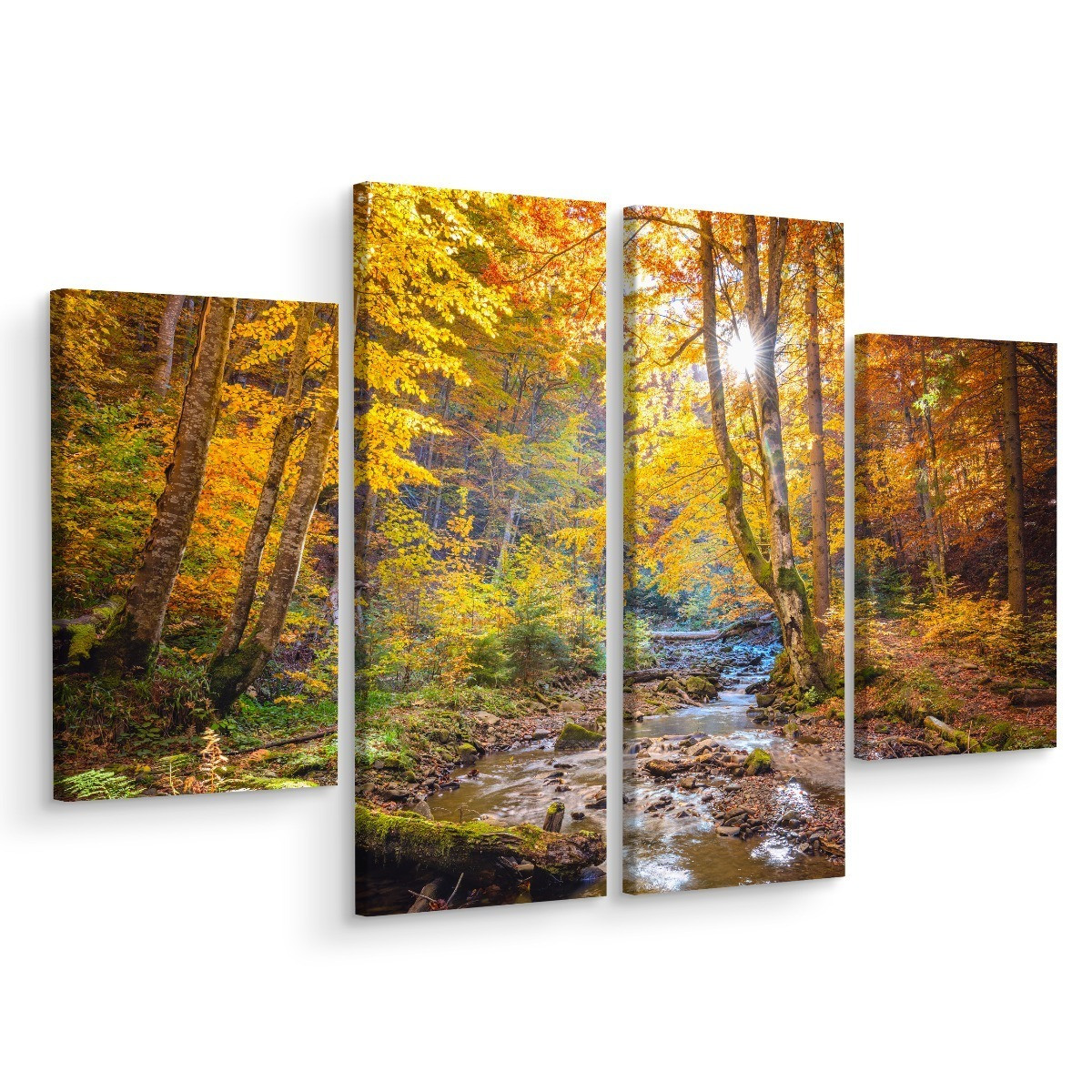 Obraz 4-Częściowy Jesienny Leśny Krajobraz 3D 80x60cm