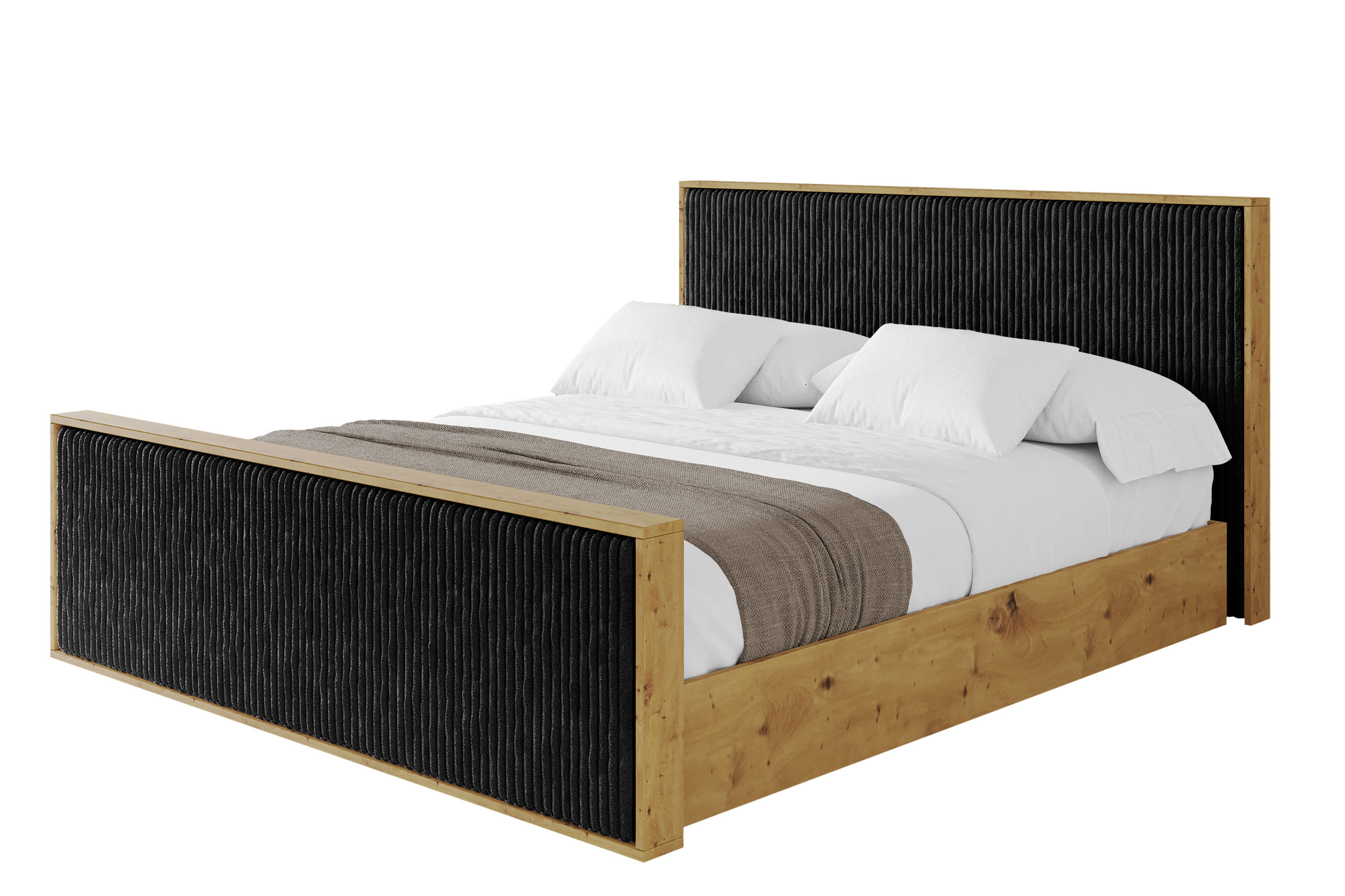 Łóżko tapicerowane z materacem   pojemnik ENZO10-Z - 120x200 cm Czarny