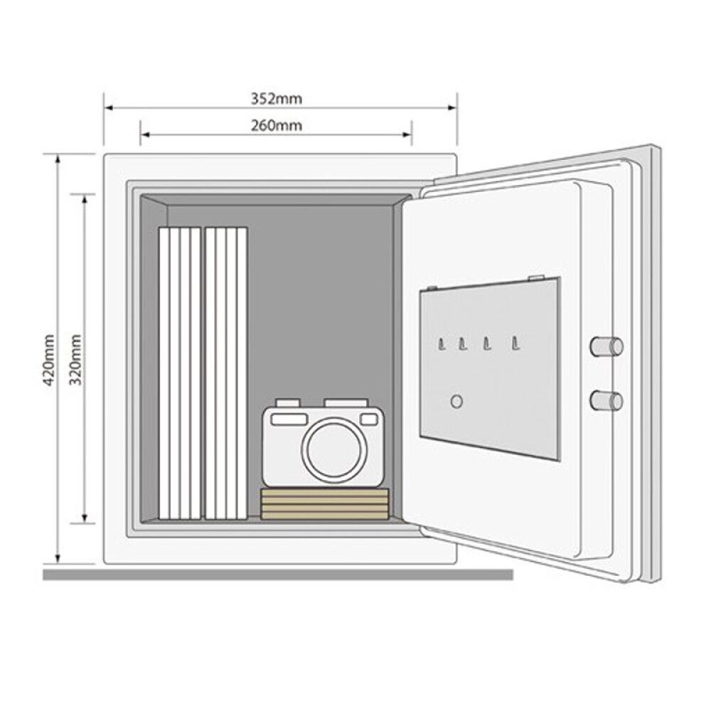 VERDISKAP YALE LARGE 420X352MM BRANNSIKKERT MØRKGRÅ