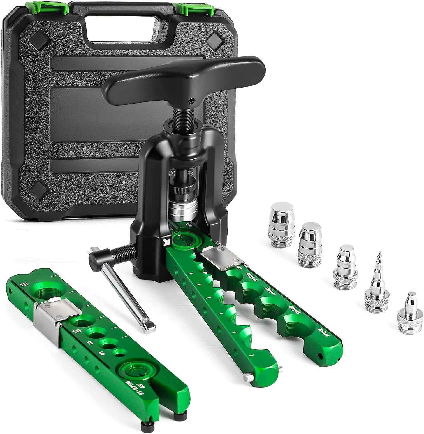 Bonvoisin 2 in 1 Flaring and Swaging Tool 1/4”-3/4” HVAC Single Flare & Swag Tool 45° Tubing Flaring Tool with Limit Piece for Copper Aluminum Soft Tubes