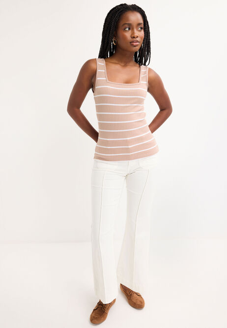 Womens Mocha Square Neck Cami Vest Top