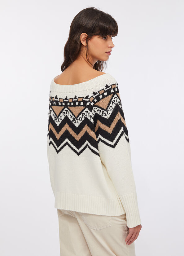 Maglia jacquard con applicazioni