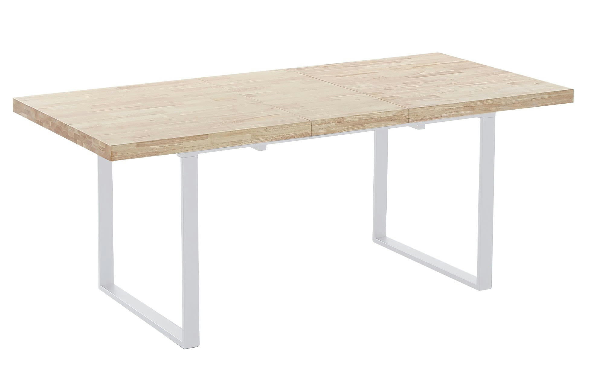 MATIKA - Table repas extensible bois clair et acier blanc L180