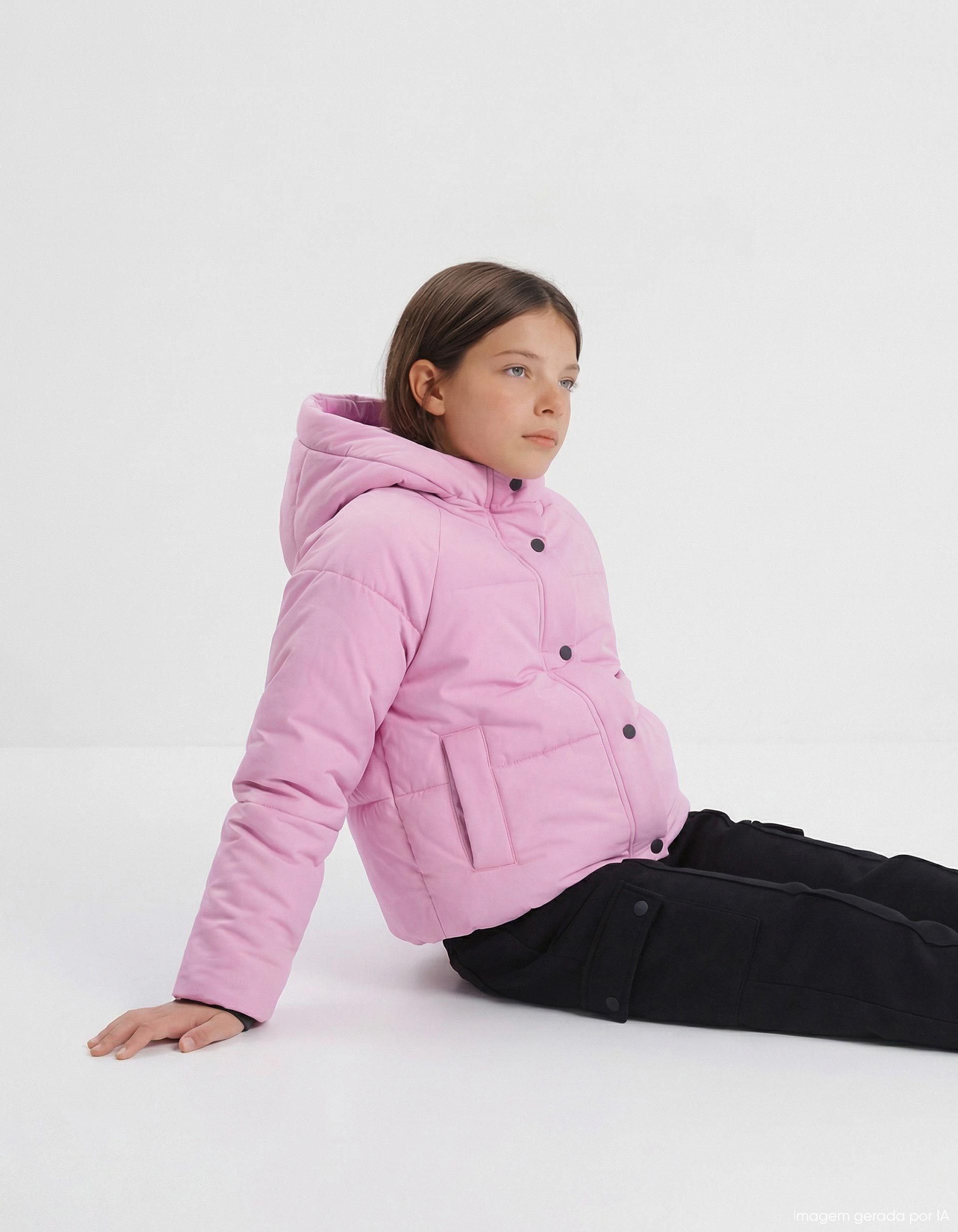 Casaco Acolchoado, Menina, Rosa Claro