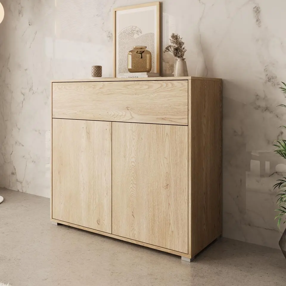 Meubella - Gideon - Dressoir - Eikenpatroon - 100x40x93 cm