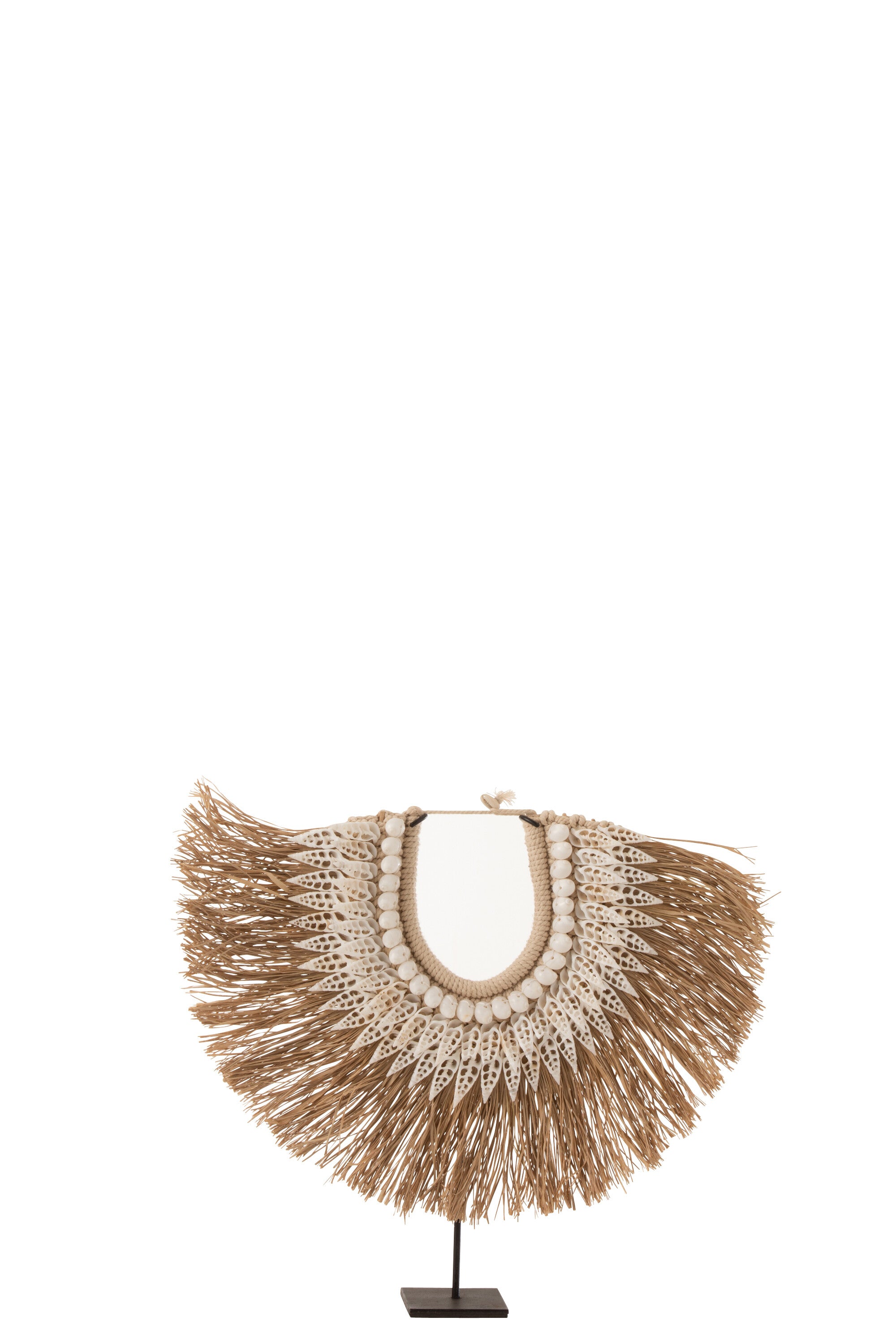 J-Line decoratie Ketting   Staander Dora - schelpen/hout - wit - small