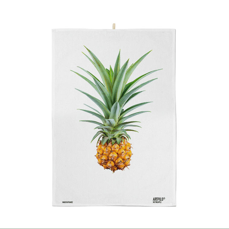 - Torchon fruit ananas coton blanc