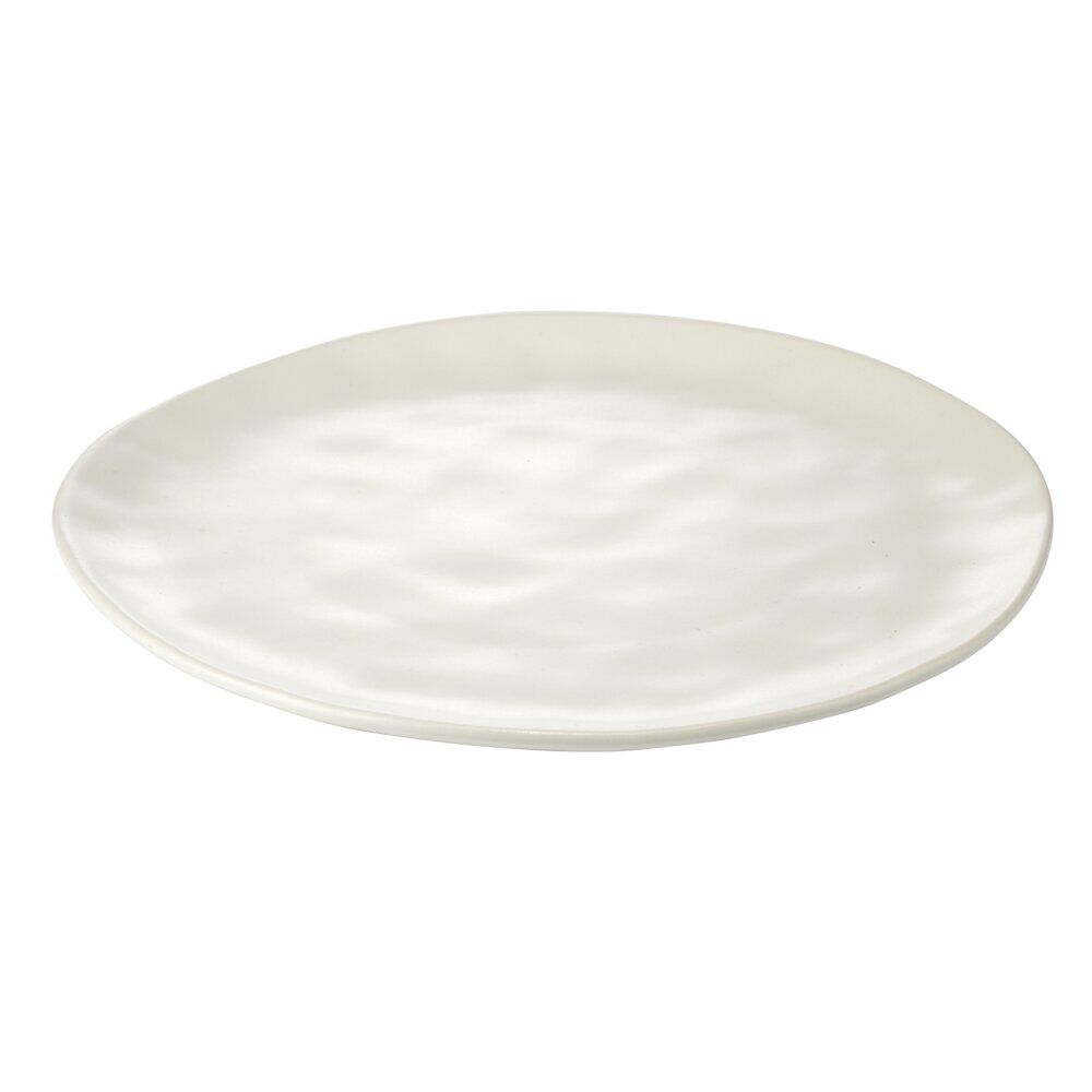 Assiette plate forme organique grès blanche Ø26cm