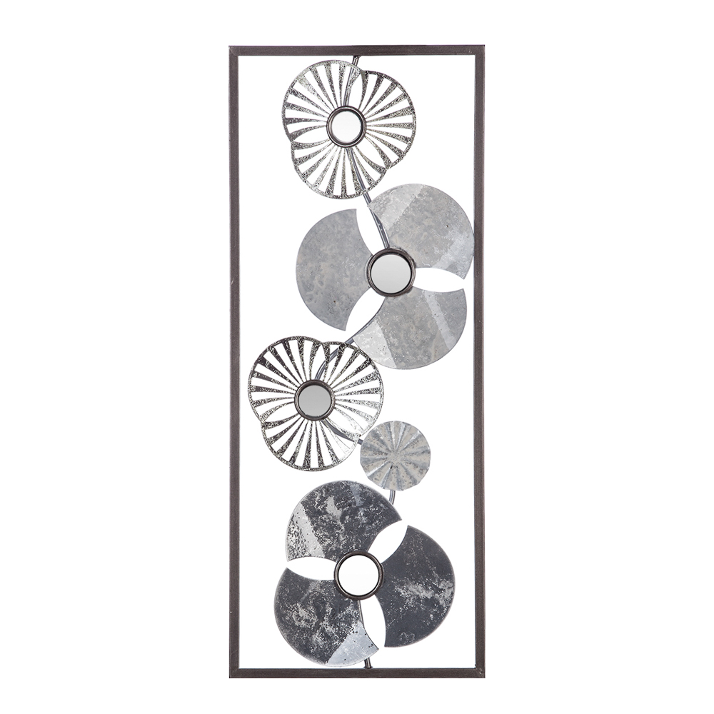 Quadro decorativo prata flor em metal