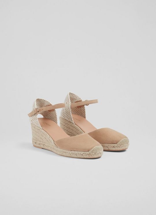 Marissa Beige Suede Ankle Strap Espadrilles