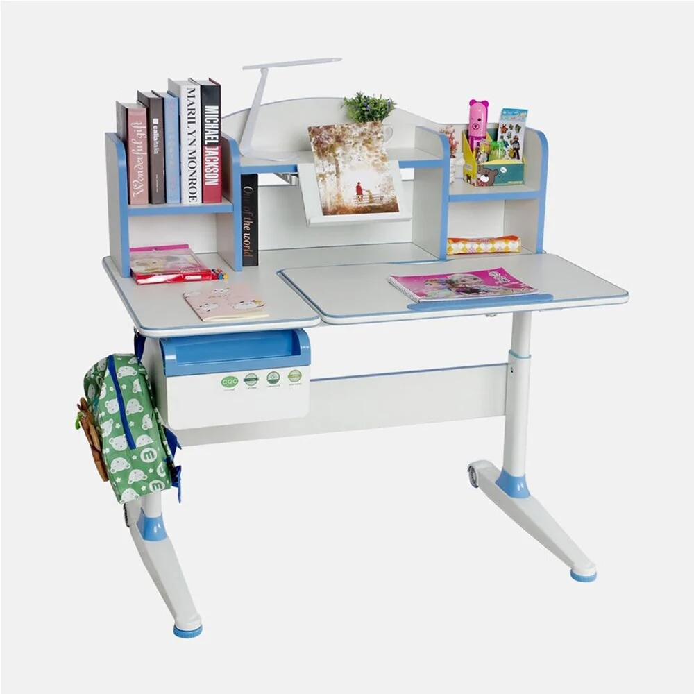 TGEG Kid's Study Desk Height Adjustable Tilted with Book Shelf