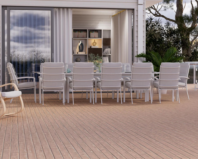 Jette 12 Seater Extension Dining Setting Bundle - Bone
