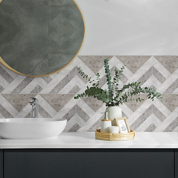Panneau Décoratif Wallfluent 50x50 cm Motif Géométrique En Carreaux 4 pièces