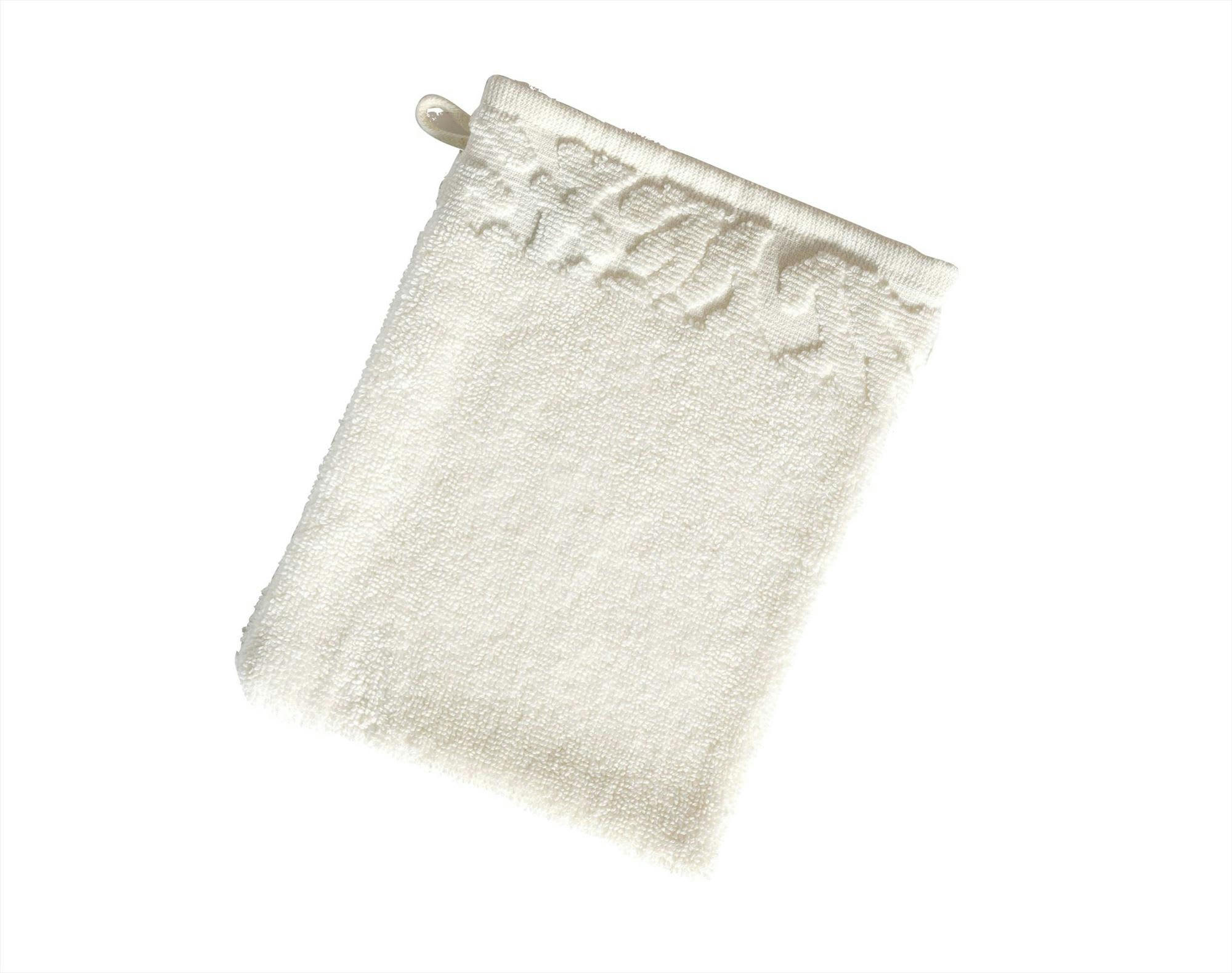 CORALANE - Lot de 2 gants de toilette 15x21 blanc cassé en coton 480 g/m²
