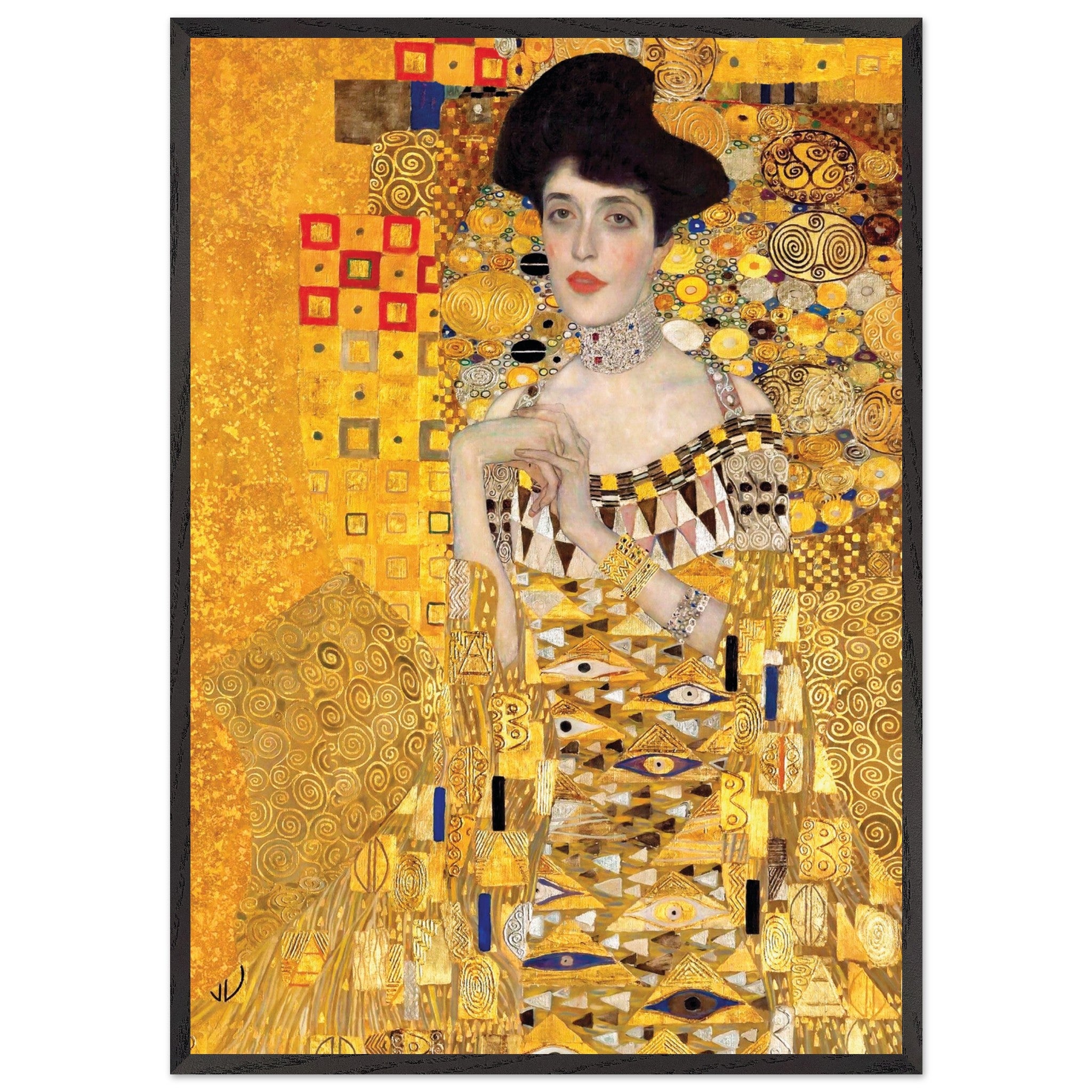 Artfulprints Poster met Lijst Gustav Klimt - Portrait of Adele Bloch-Bauer I  - 70x100 cm - Geel