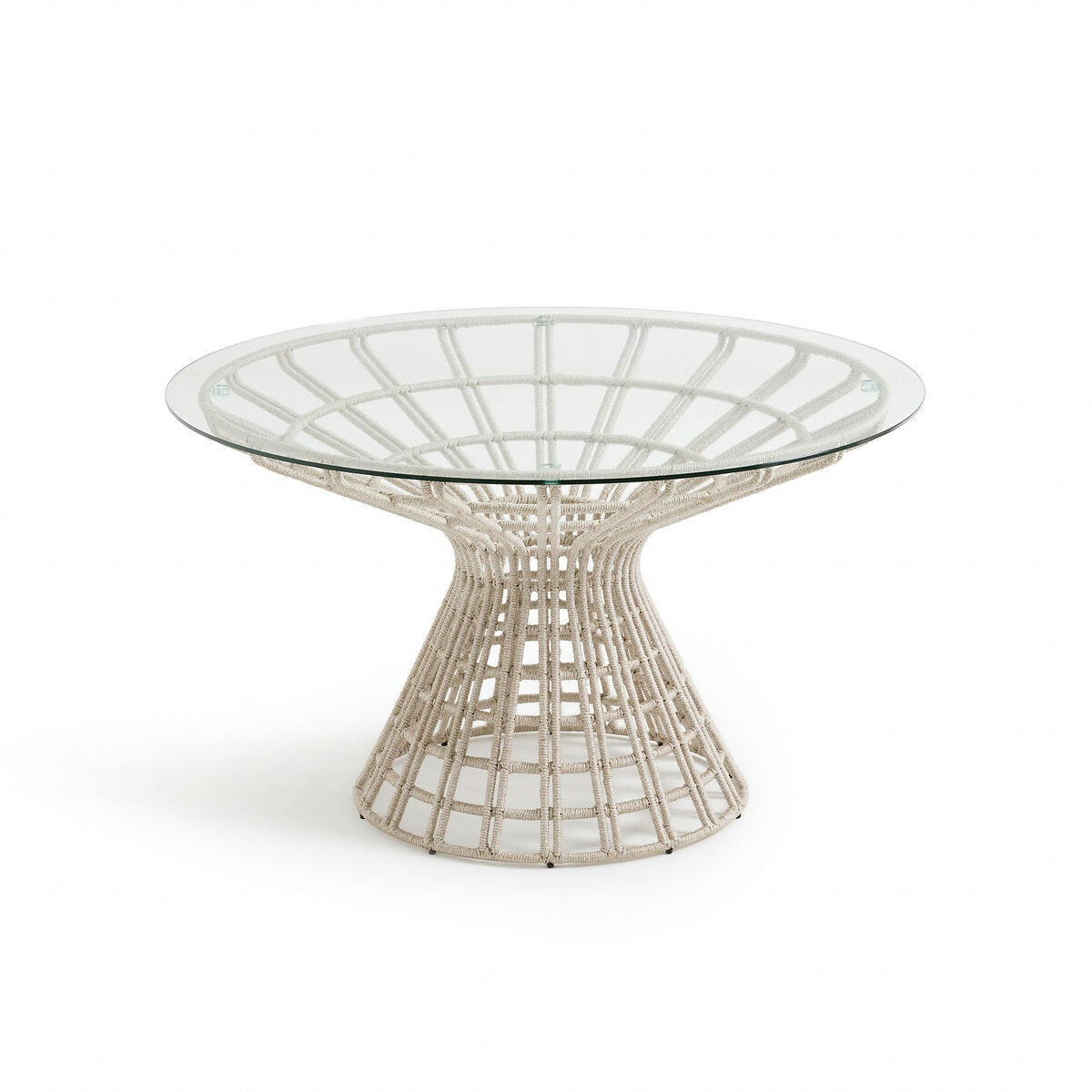 Table de jardin métal acier/corde/verre, Irati