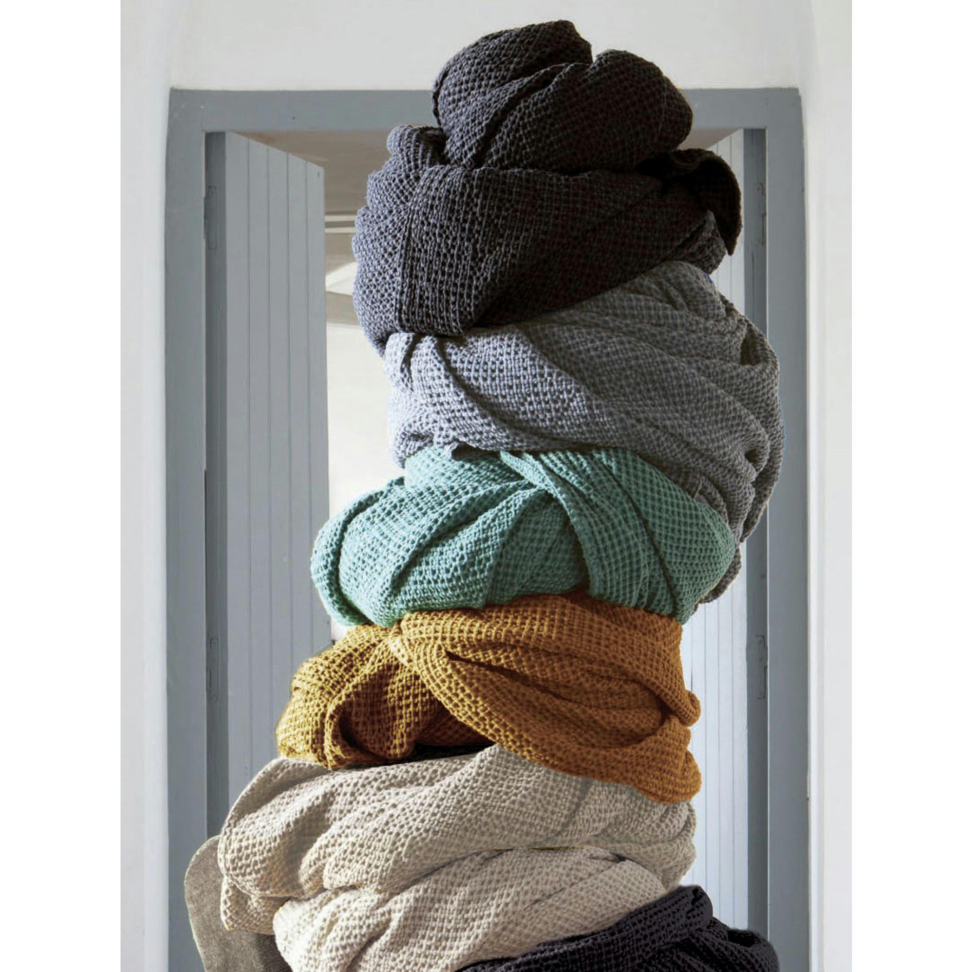 MAIA RECYCLE - Plaid recyclé Maia en coton recycle vert de gris 140 x 200