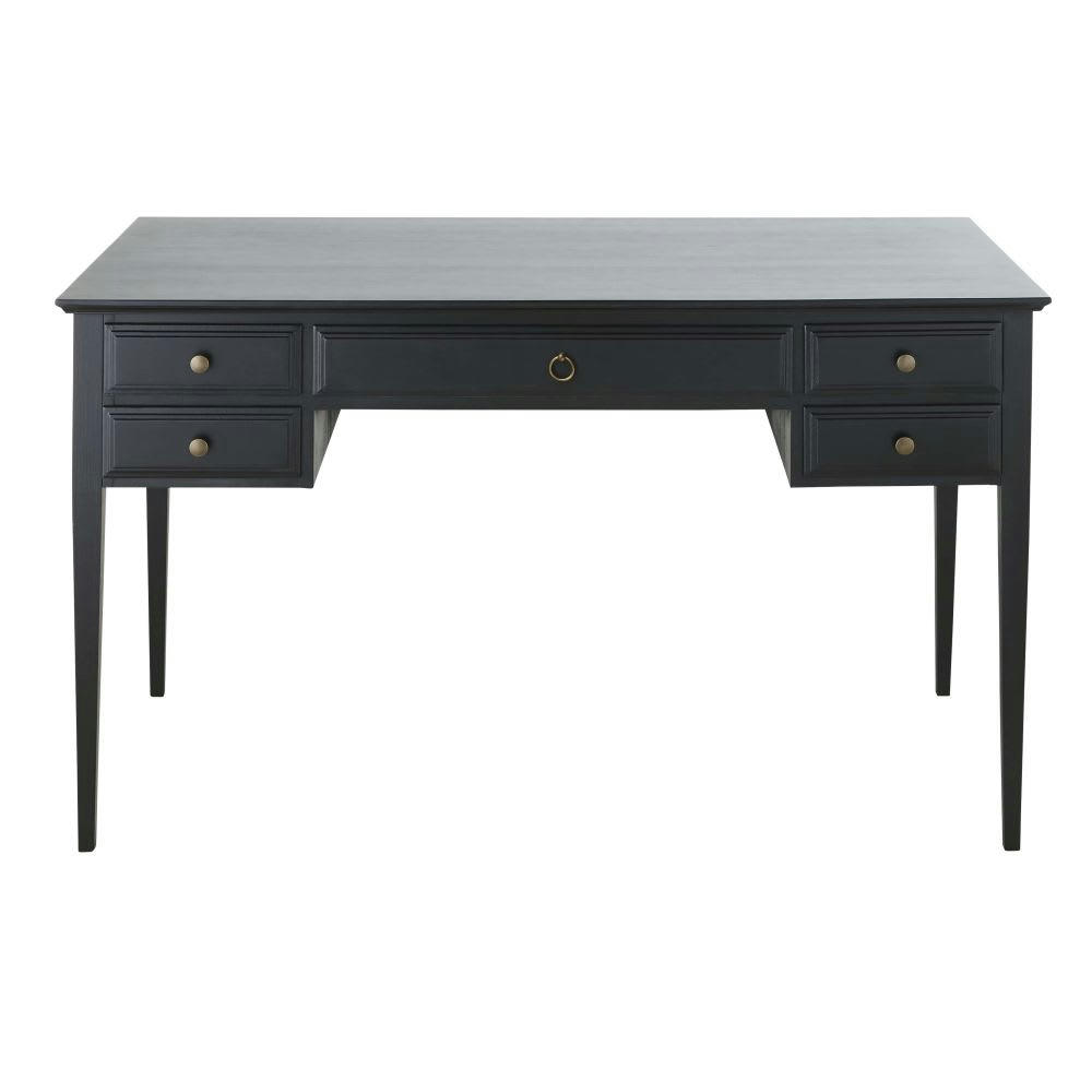 Cambronne - Bureau 5 tiroirs noir mat