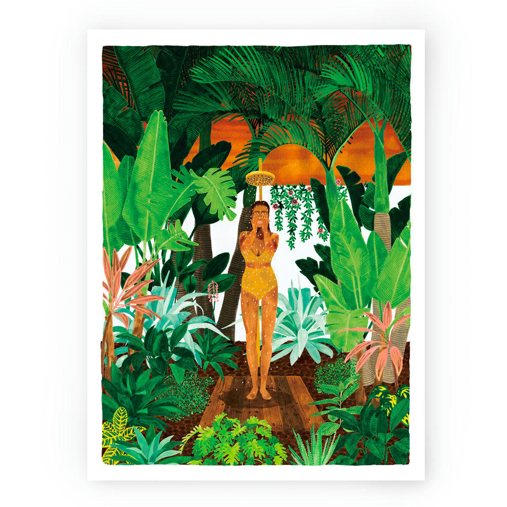 - Affiche illustrée motif Averse d'été 30x40 cm