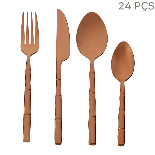 FAQUEIRO 24 PEÇAS PARA 6 PESSOAS TAQUARA STEEL LUXY