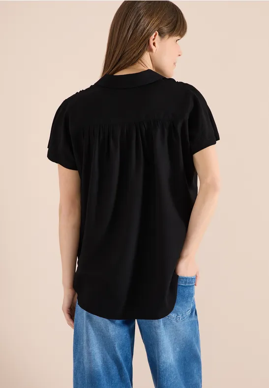 Basic Bluse mit Hemdkragen in Unifarbe