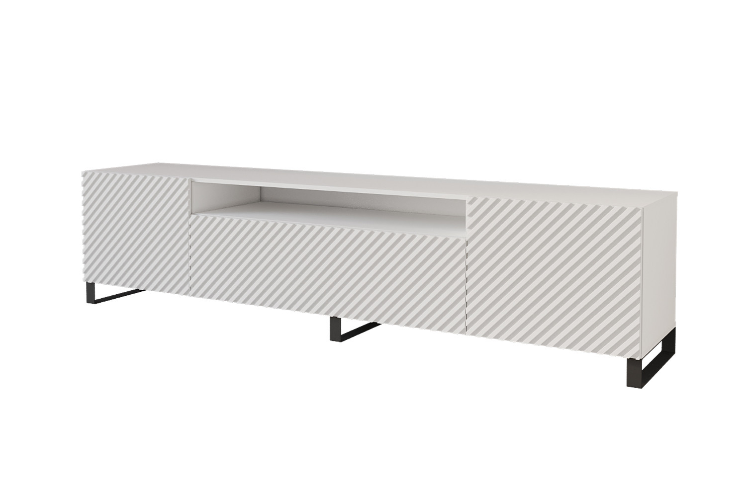 Szafka RTV z frezowanymi frontami stojąca ZENO-S - 200x53x41 cm - Biały