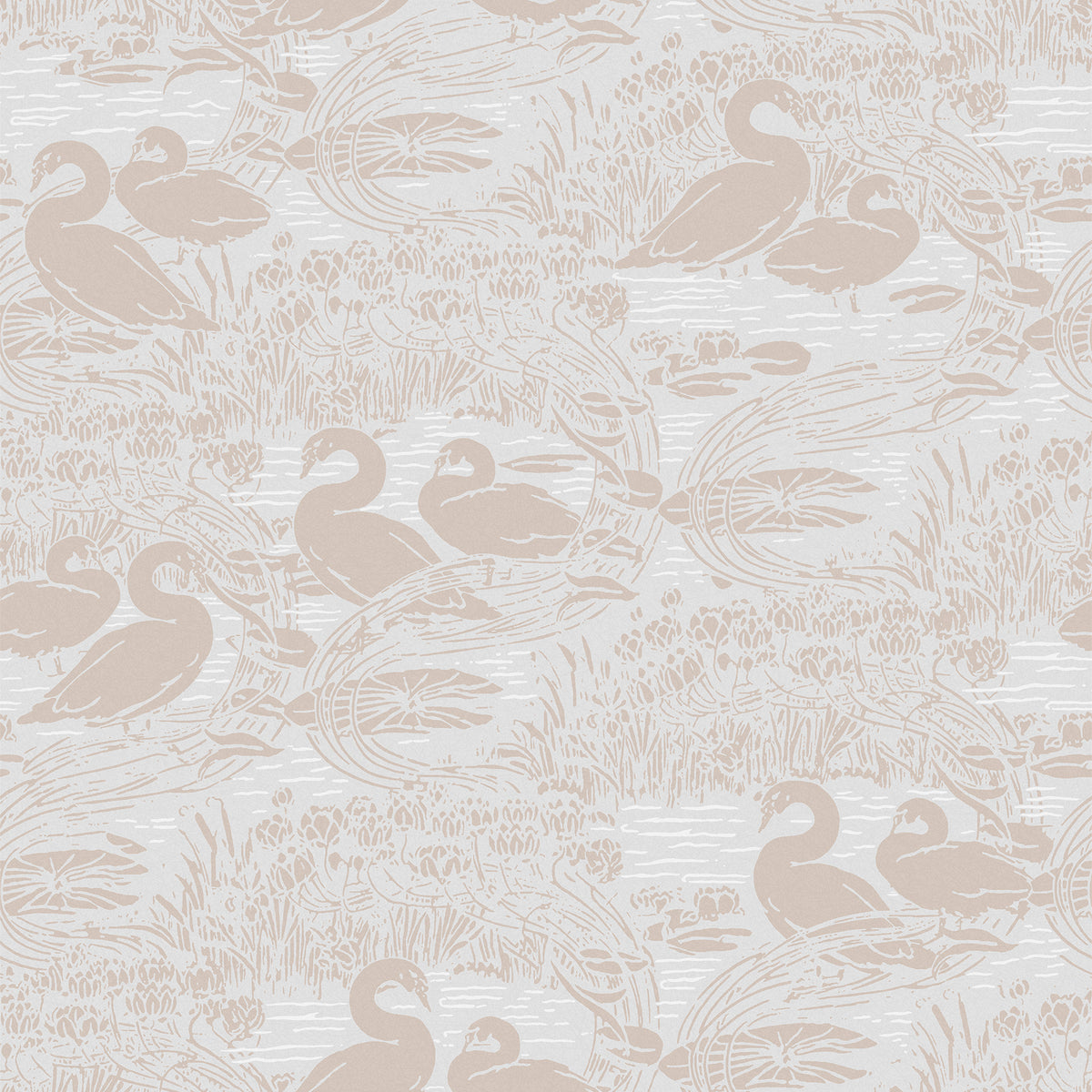 Laura Ashley Vliesbehang - Swans Dove Grey - Grijs 10mx52cm