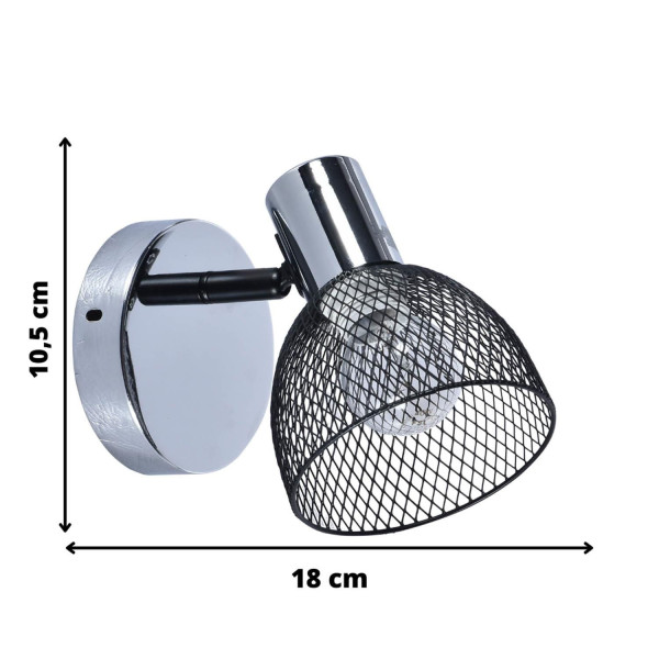 Kinkiet srebrny RONI 1xE14x60W wym:10,5x10,5x18cm IP20 Lampex