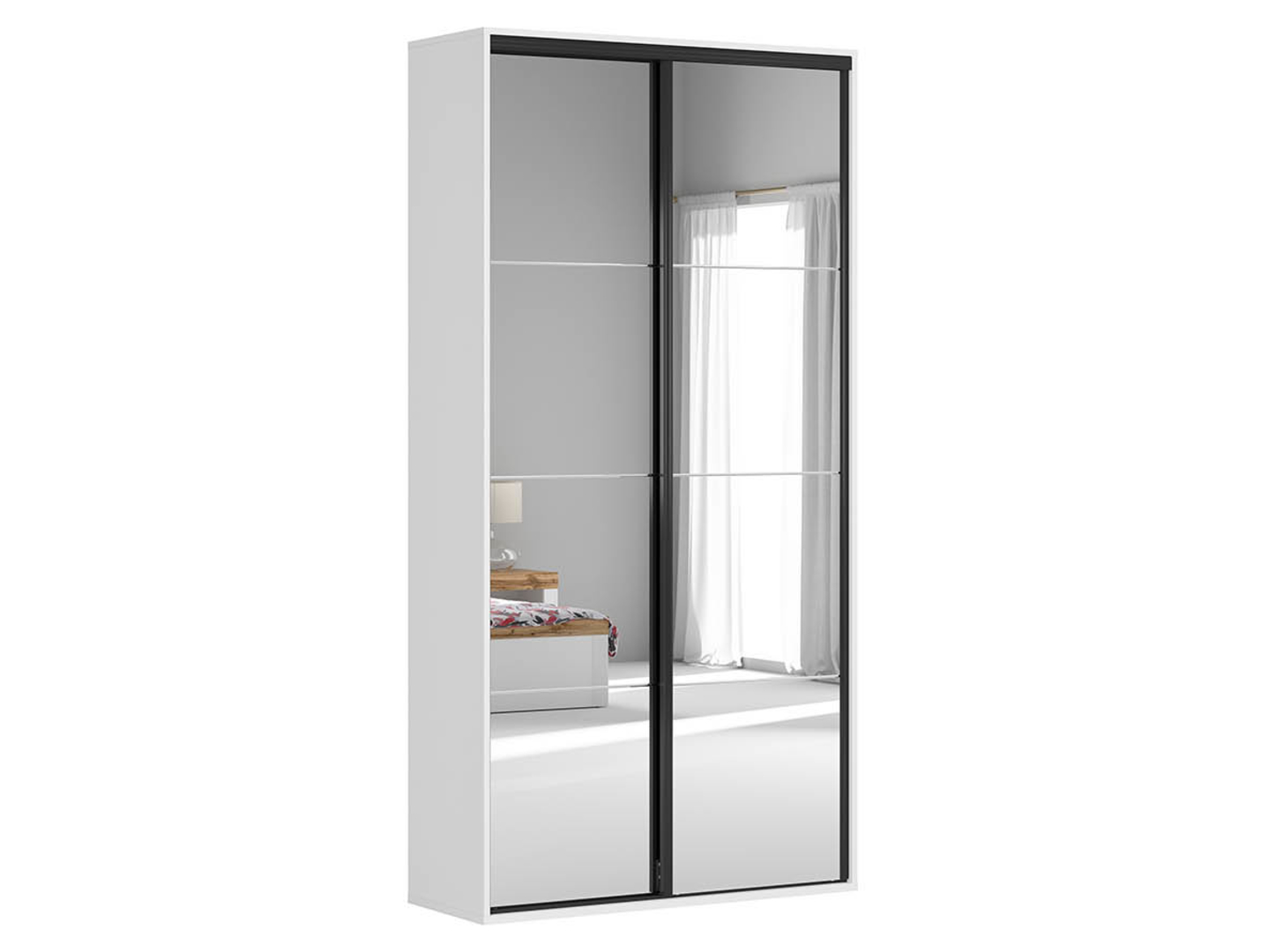 Szafa przesuwna Flex 120 cm z lustrem biała