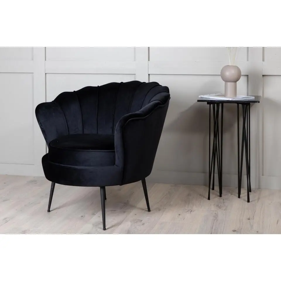 Svea - Rano fauteuil - velvet - zwart