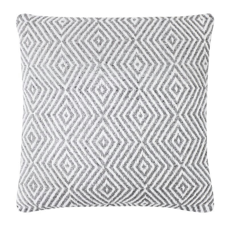 ESCAPADE - Coussin ethnique motif ikat blanc et gris 70x70
