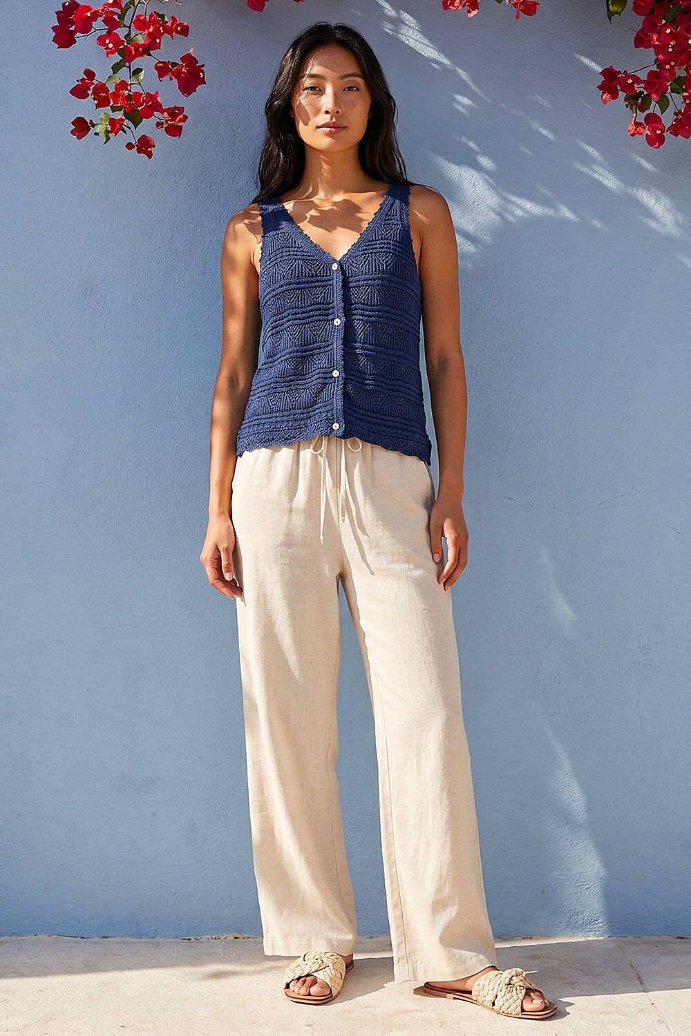 Roman Petite Button Knit Cami Top