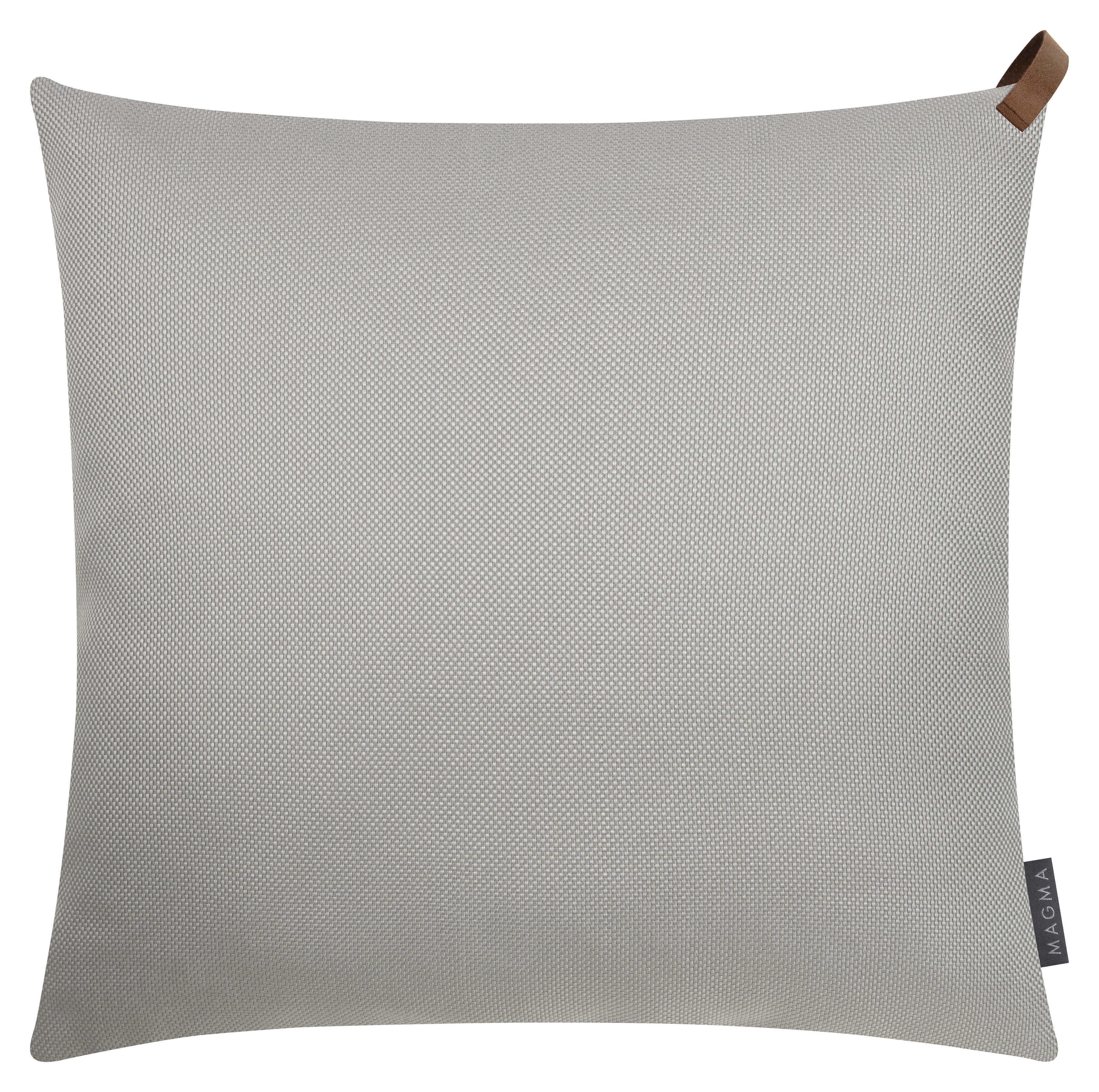 KORFU - Housses de coussin exterieur  poignée simili cuir gris- Lot de 2-50x50